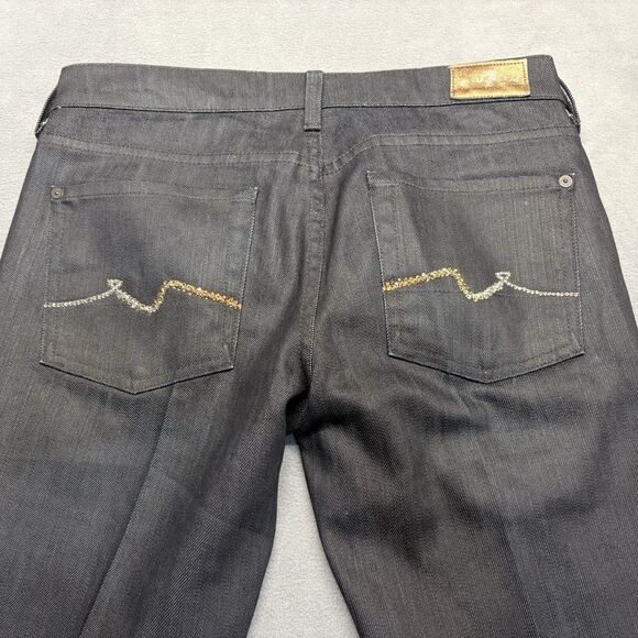 7 For All Mankind Womens Jeans Size 28 Straight Stretch Rhinestone Pockets - Picture 4 of 10